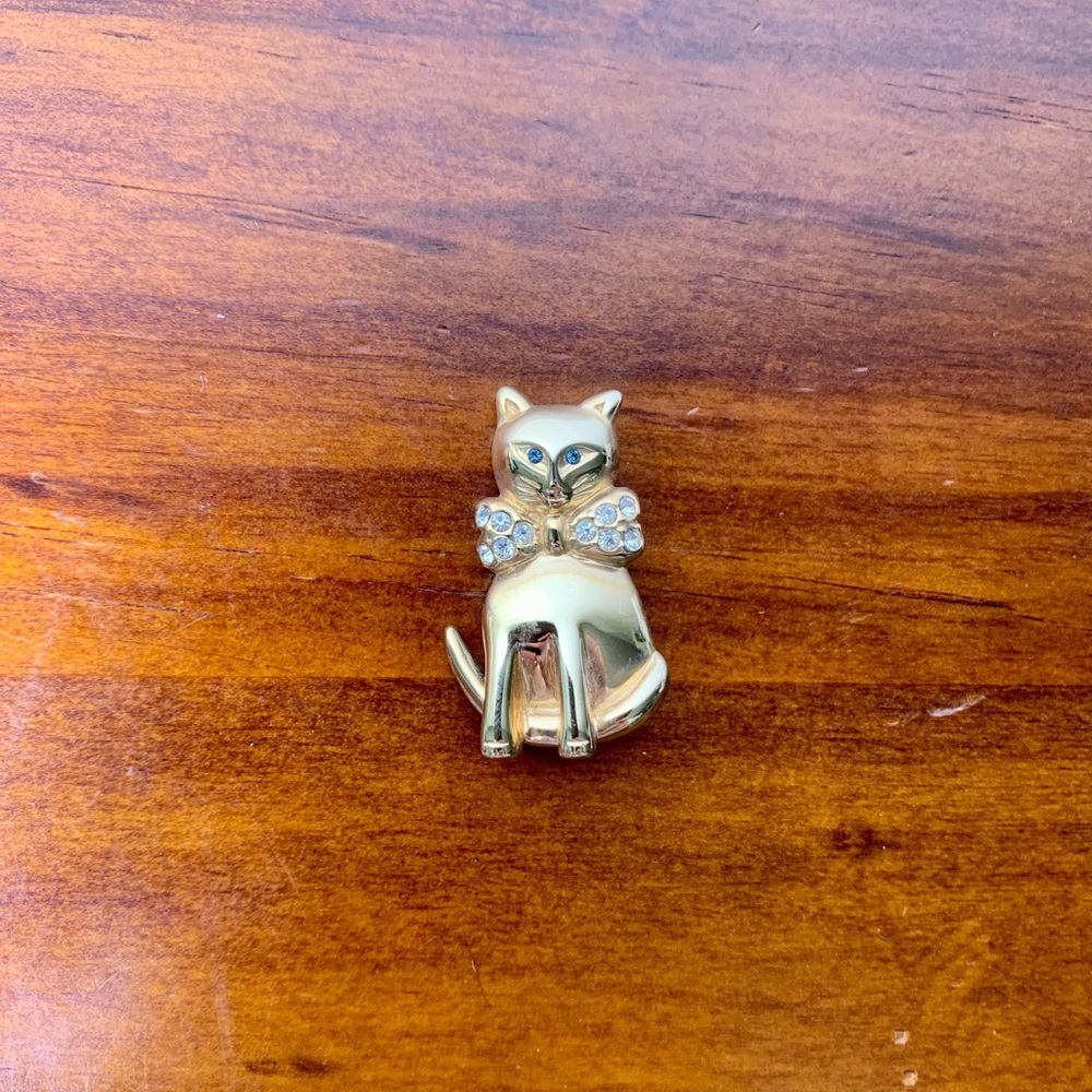 Vintage rare Krementz cat brooch 14K overlay